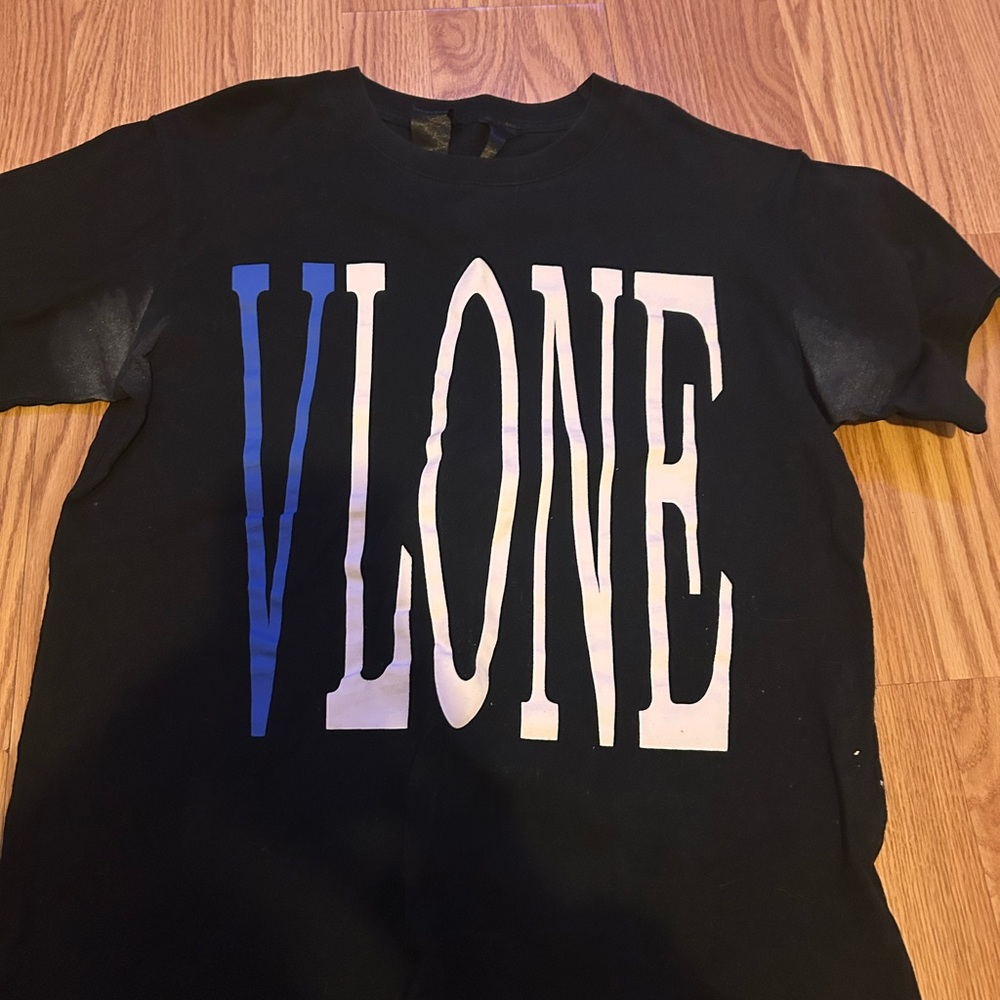 VLONE Black and Blue Short Sleeve Tee Bold Graphic Design